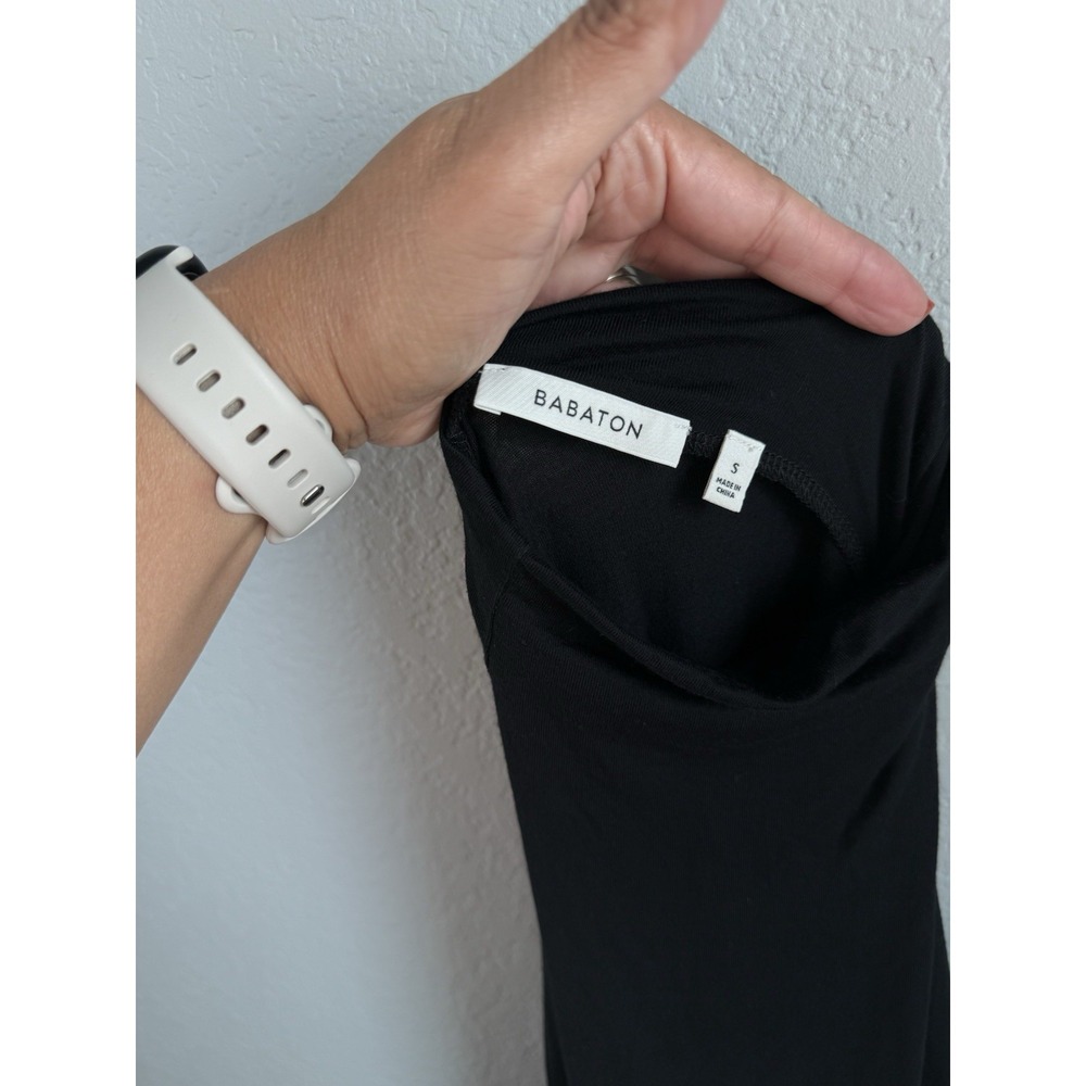Aritzia Babaton Small Long Sleeve Top Shirt Black Mock Neck Lightweight Cropped - Picture 11 of 11